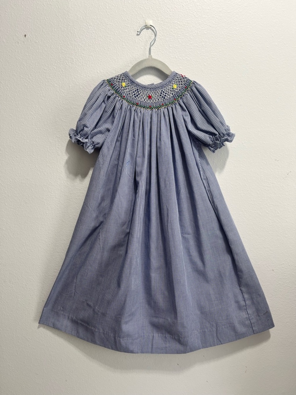 Be Mine Smocked Gingham Bishop Dress Size 6